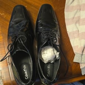 Calsize 10 1/2 Calvin Klein Black Leather Oxford Shoes